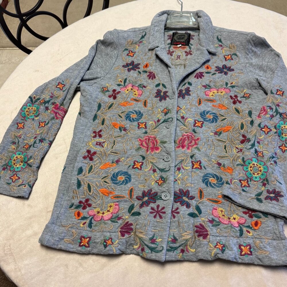 Johnny Was Brand. Heavily Embroidered All Cotton Blazer jacket  Size XL